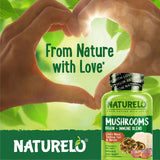 Naturelo cápsulas en primer plano, textura suave para fácil ingesta.