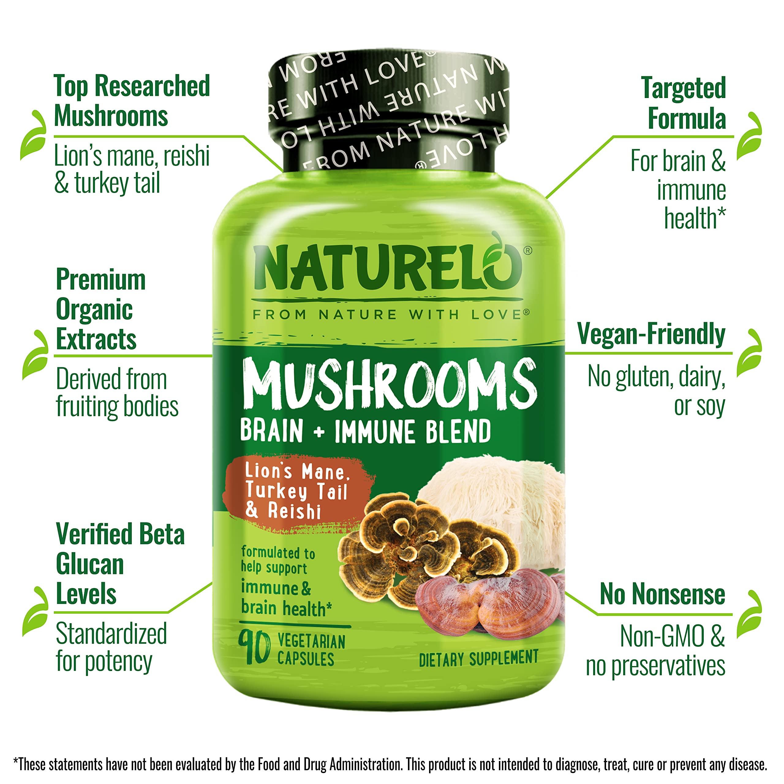 Naturelo conjunto hongo seco que destaca ingredientes naturales.