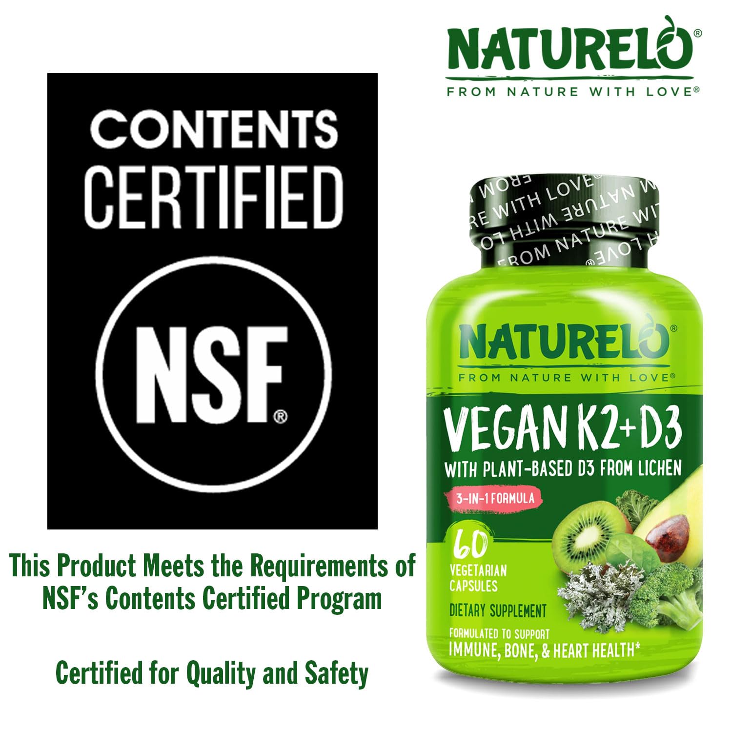 Naturelo D3 K2 sin gluten para personas sensibles
