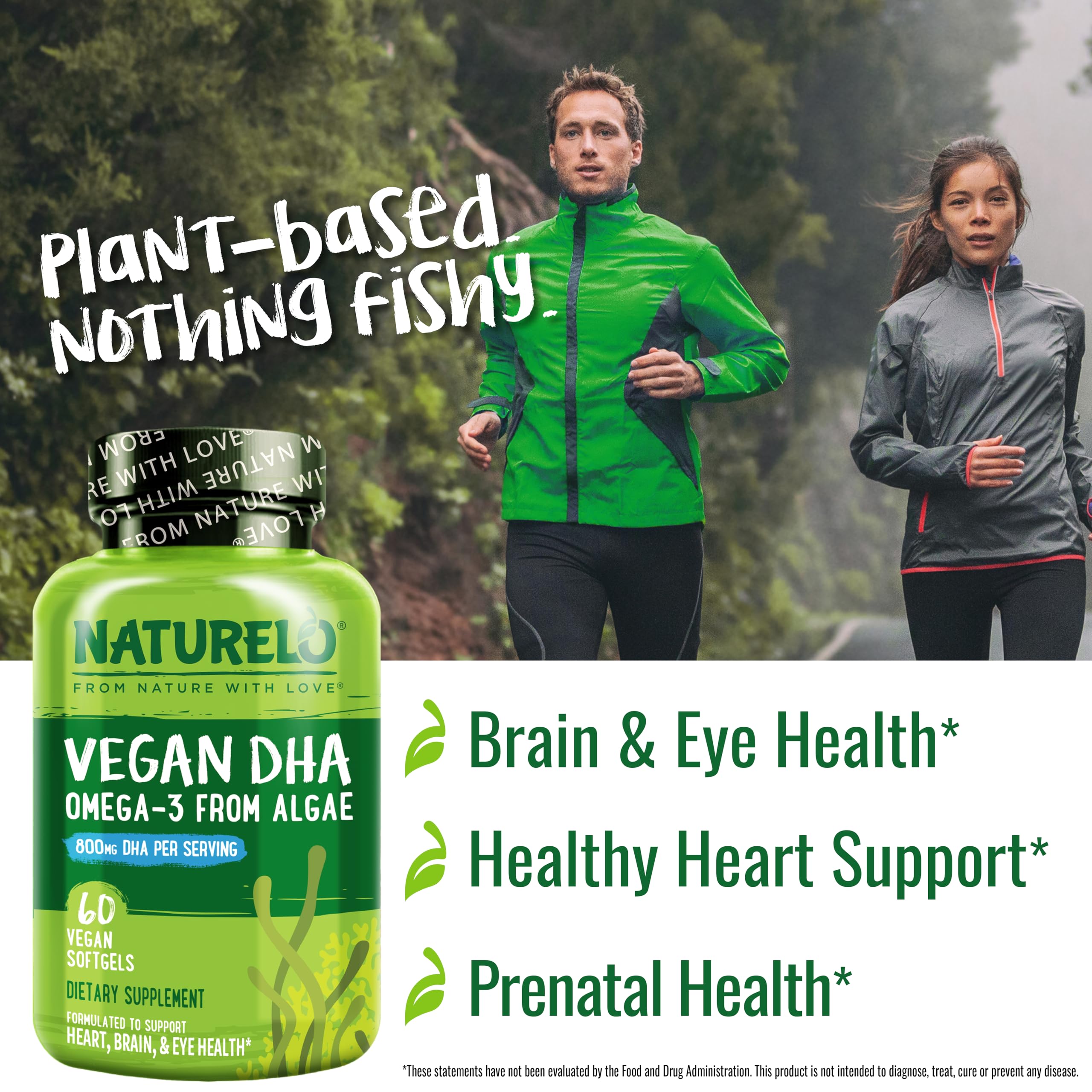 Etiqueta frontal Naturelo DHA vegano, opción sin pescado.