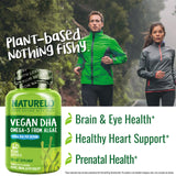 Etiqueta frontal Naturelo DHA vegano, opción sin pescado.