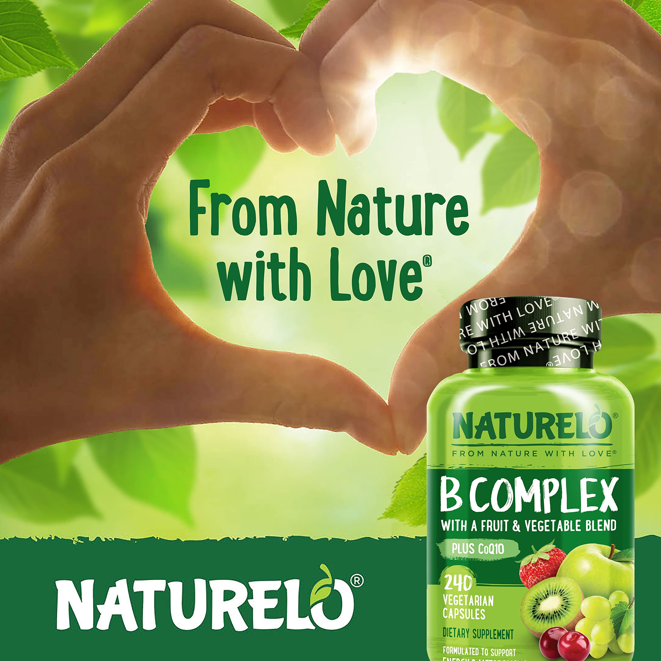 Frasco Naturelo Completo B con dosis visibles.