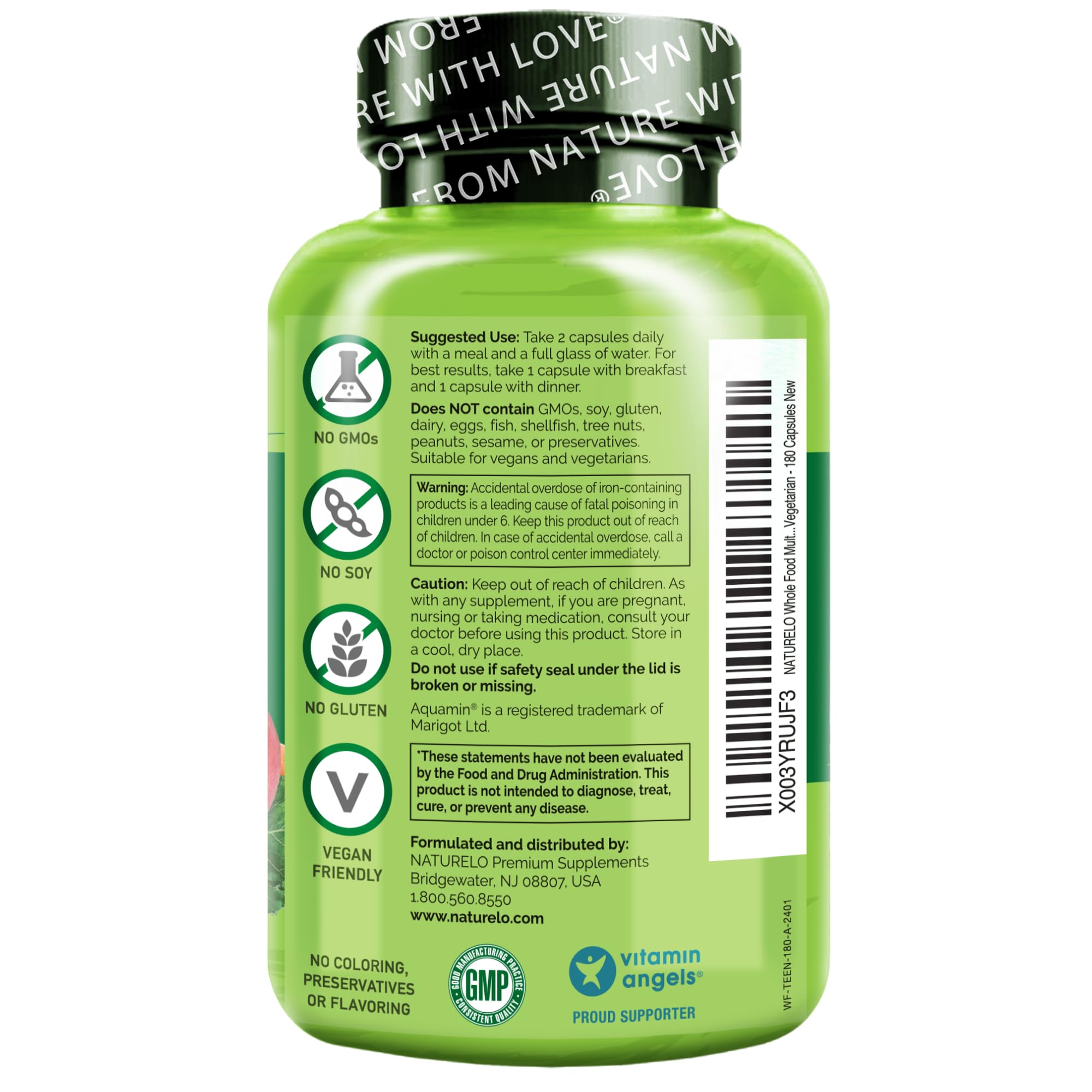 Naturelo etiqueta limpia sin alérgenos comunes para adolescentes