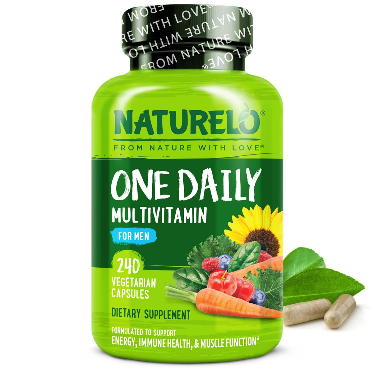 Naturelo multivitaminas para hombres, dosis diaria, apoyo a la energía.