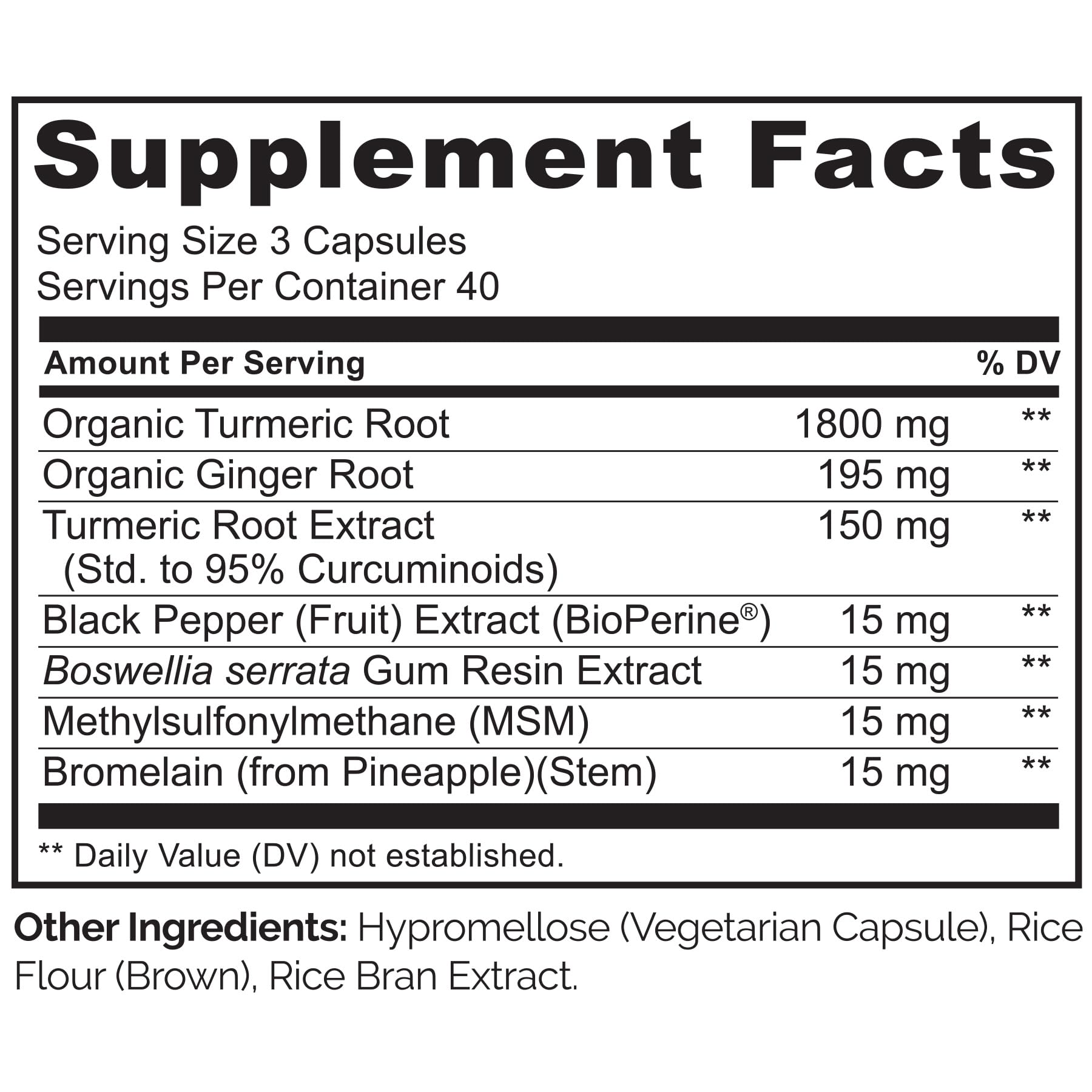 NATURELO Turmeric Curcumin con jengibre, cápsulas para soporte diario de articulaciones.