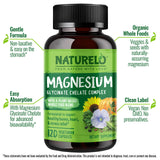 Naturelo magnesio glicinato cápsulas en frasco fáciles de digerir para relajación