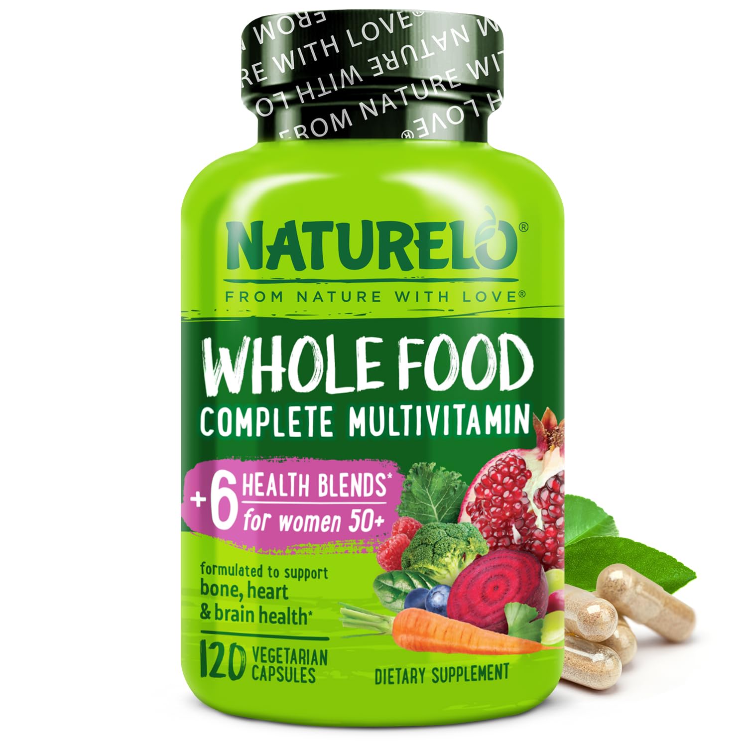 Naturelo multivitamínico mujer 50+ en botella, apoyo nutricional diario