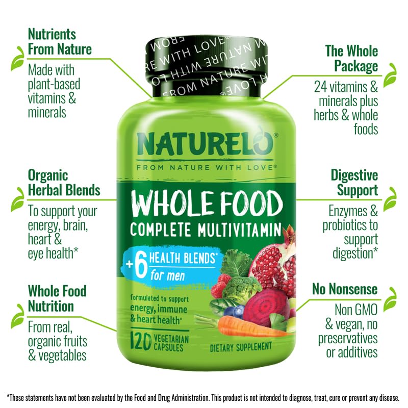 Naturelo multivitaminas para hombres: etiqueta con ingredientes clave.