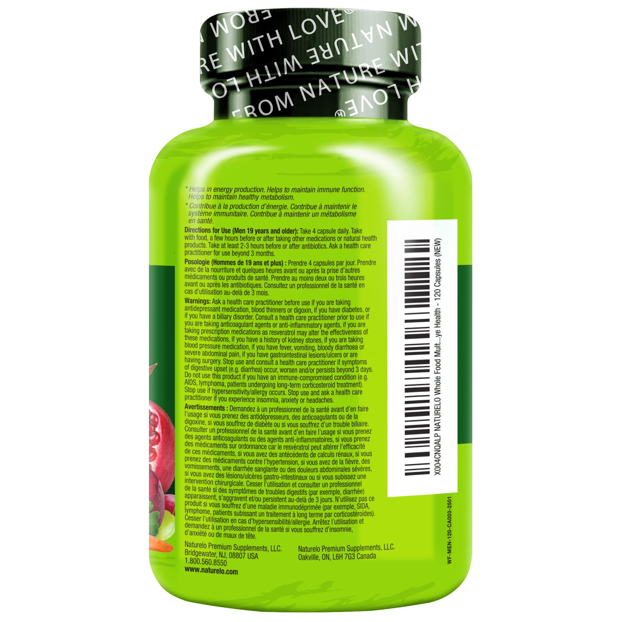 Naturelo multivitaminas para hombres: apoyo digestivo con probióticos.