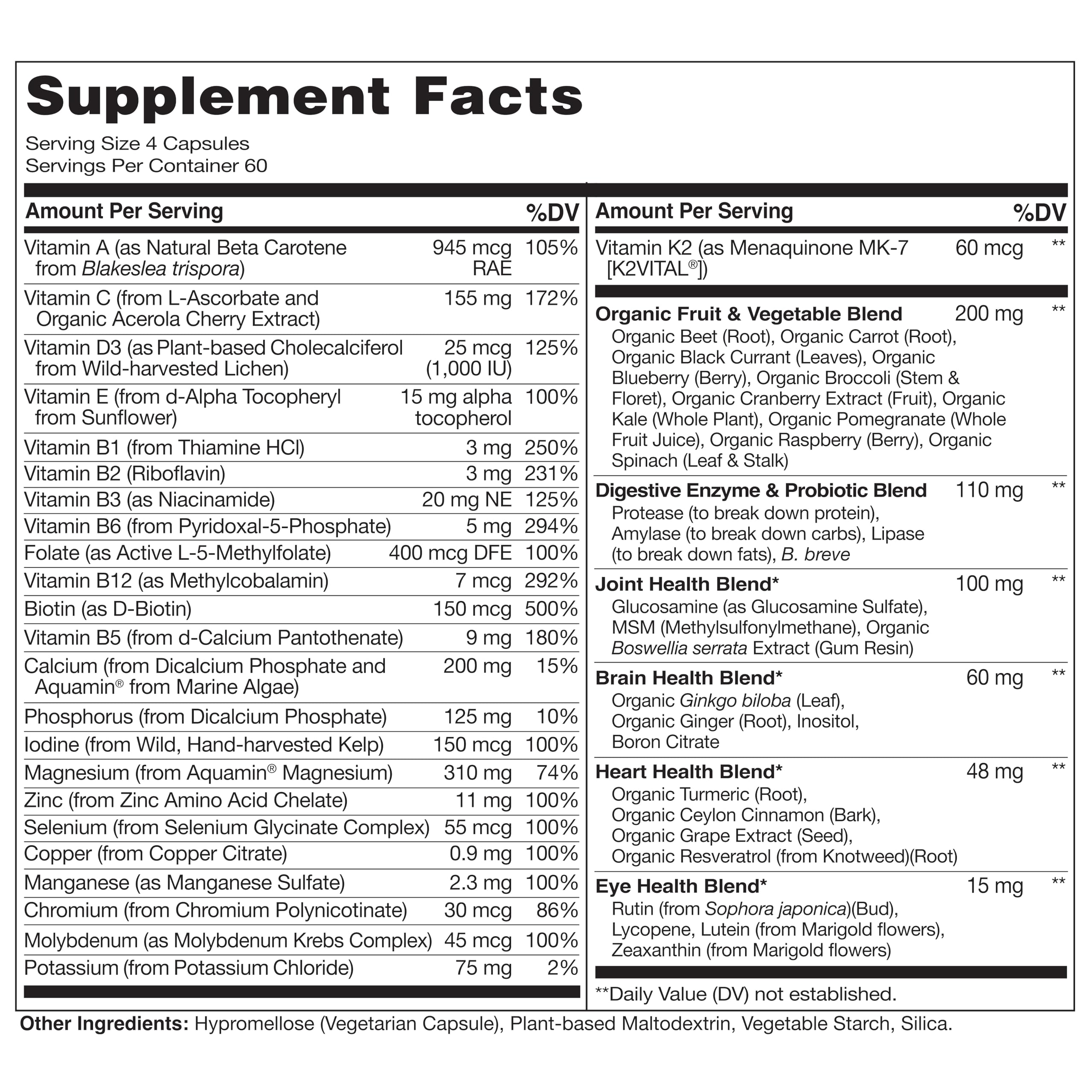 Naturelo multivitaminas para mujeres 50+, ingredientes vegetales y extractos antioxidantes para salud general.