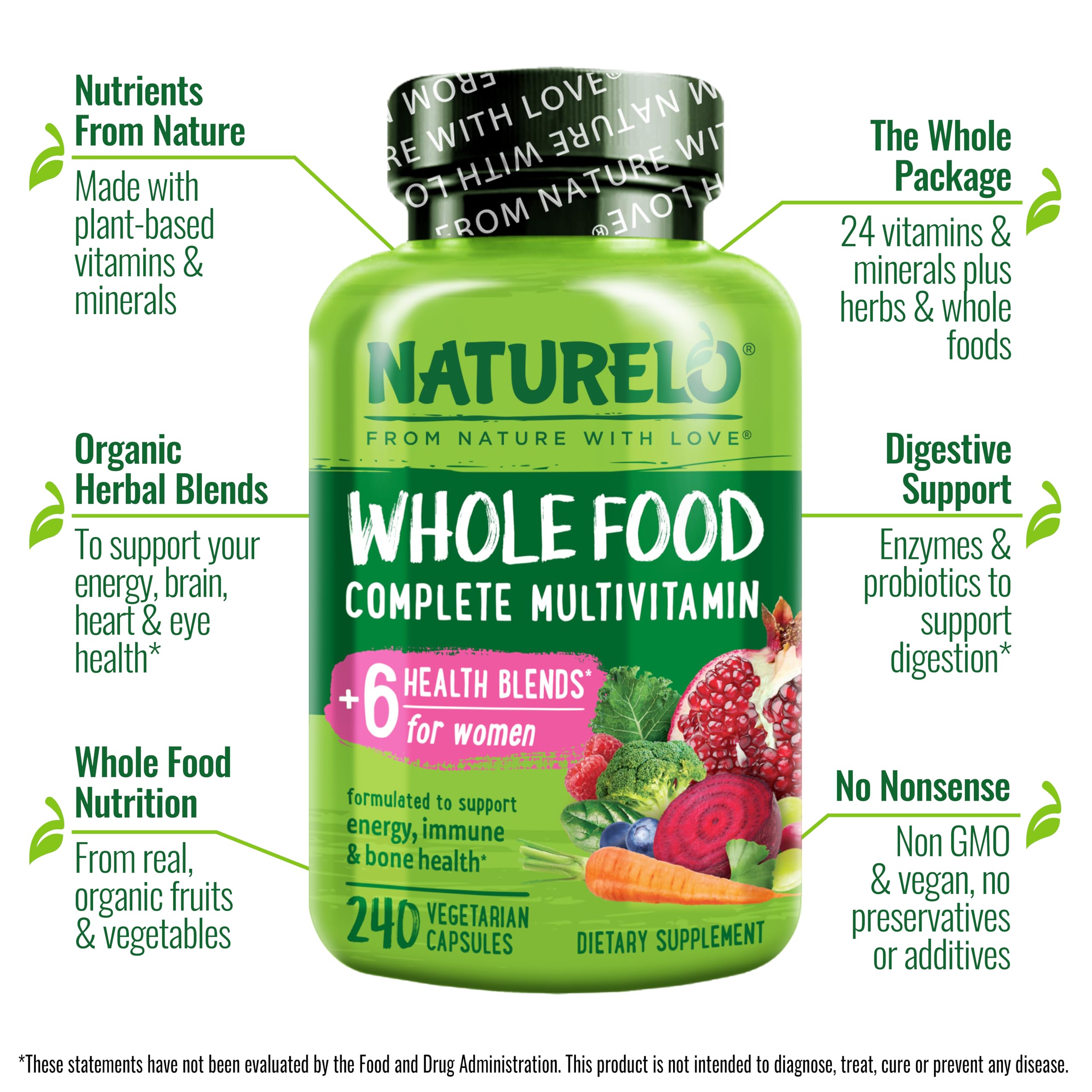 Naturelo multivitaminas mujeres, dosis diaria, soporte de energía.