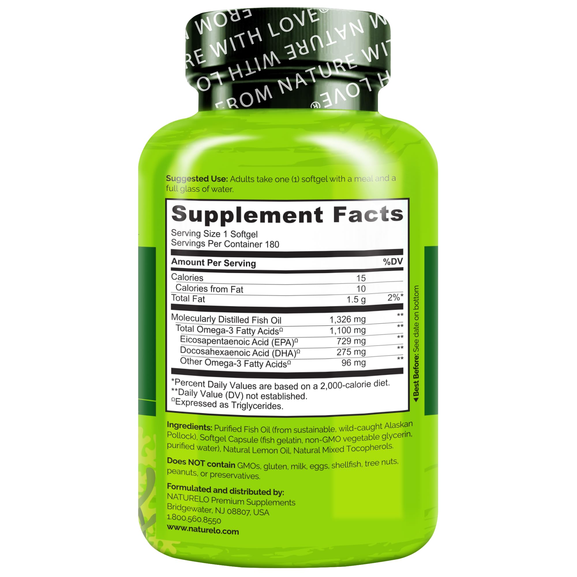 NATURELO Omega-3 suministro de 6 meses en botella
