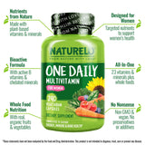 Naturelo One Daily Multivitamin para mujeres, B6 activa y folato metilado para absorción