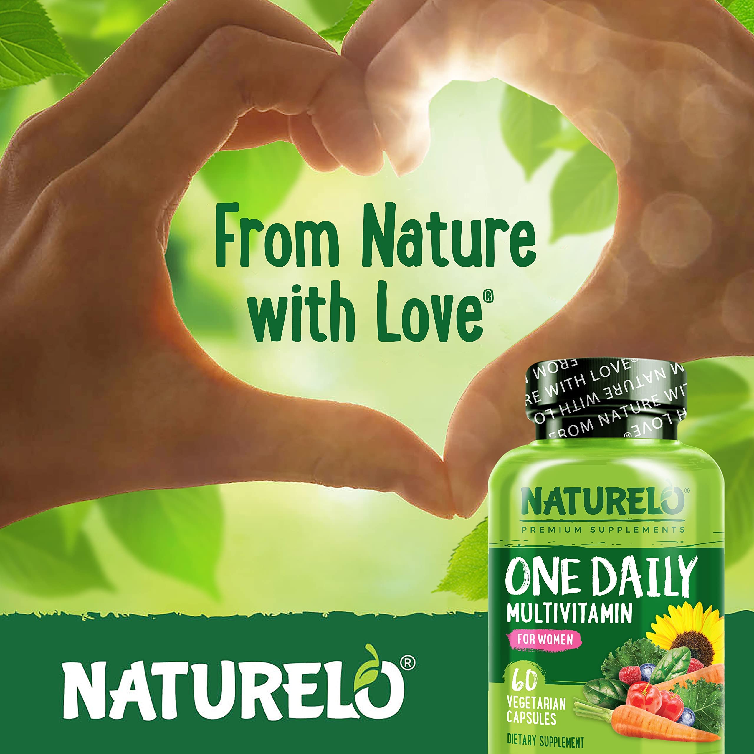 NATURELO One Daily Multivitamin para mujeres, etiqueta sin soja para salud digestiva.