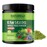 Naturelo polv o de verdes crudos con espirulina para energía diaria.