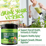 NATURELO Raw Greens con spirulina, fuente de antioxidantes para el día