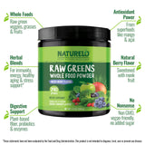 NATURELO Raw Greens en taza de batido, listo para consumir sobre la marcha