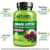 NATURELO Immune Support, etiqueta, muestra los componentes clave de la fórmula.