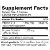 NATURELO B12 espirulina orgánica para nutrientes vegetales.