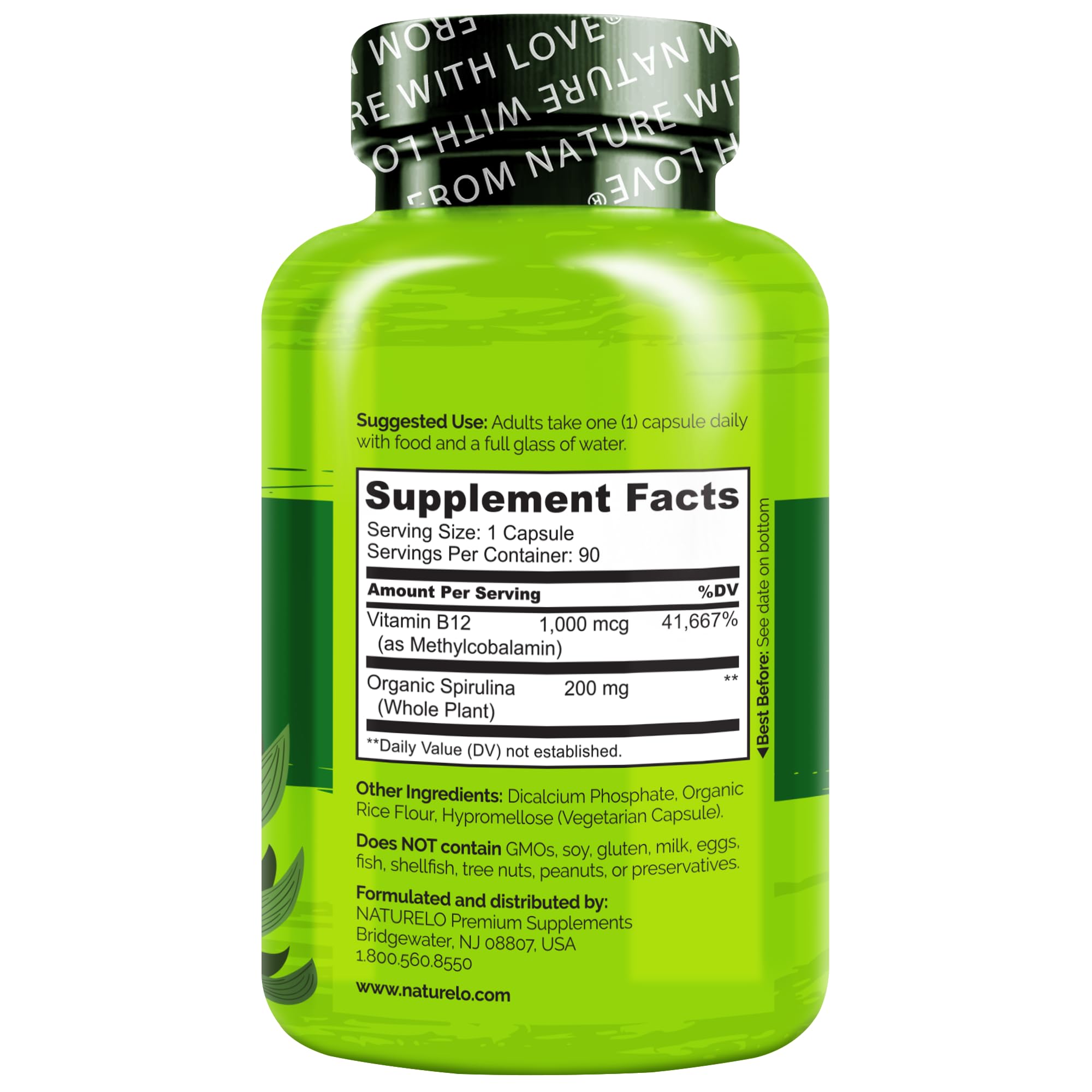 NATURELO B12 frasco de muestra destacando el envase seguro.