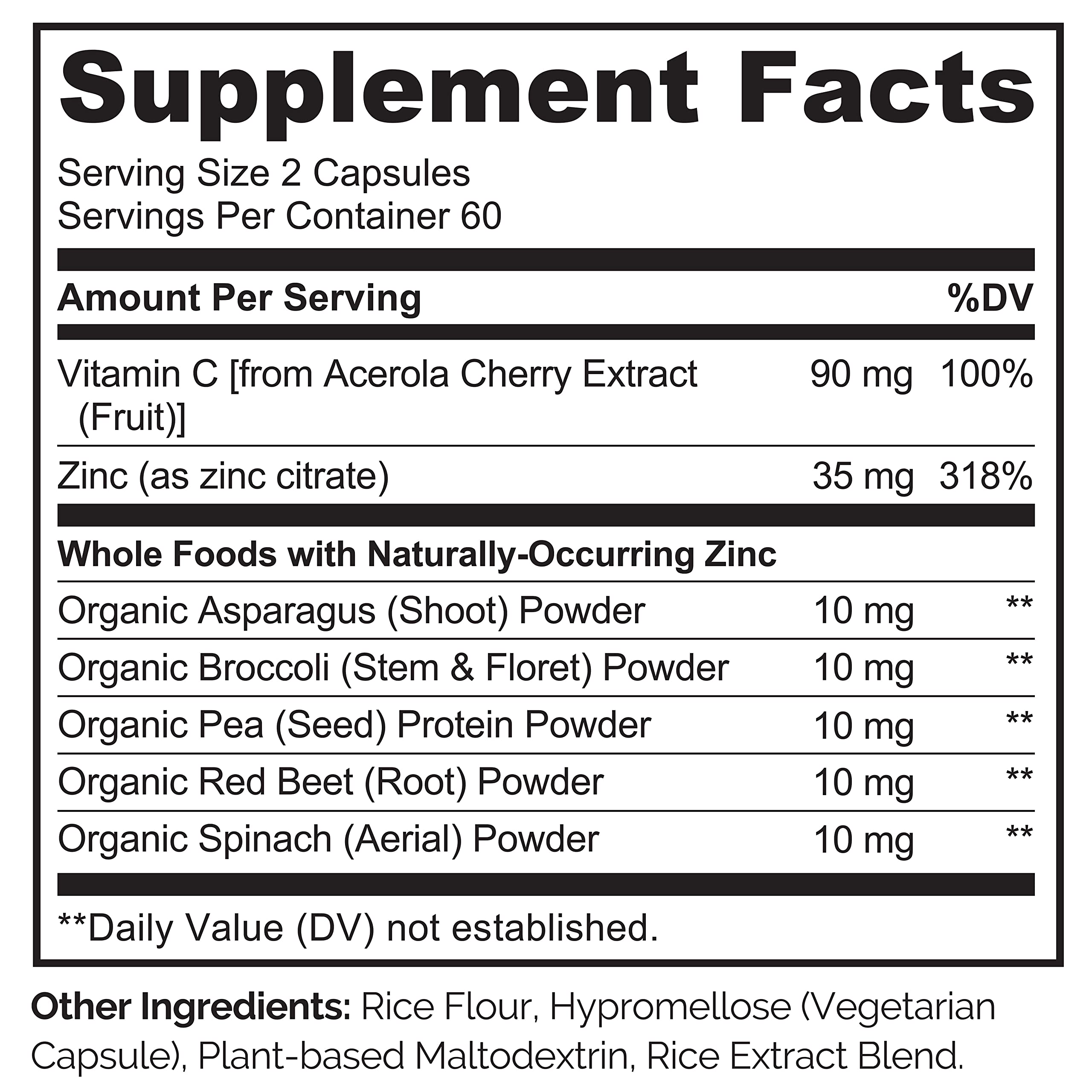 NATURELO Zinc Vegano, ingredientes-naturales: contiene vegetales que aportan zinc de forma natural.