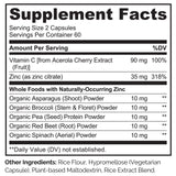 NATURELO Zinc Vegano, ingredientes-naturales: contiene vegetales que aportan zinc de forma natural.