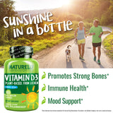 Primer plano de cápsula Naturelo Vitamina D con énfasis en apoyo inmune