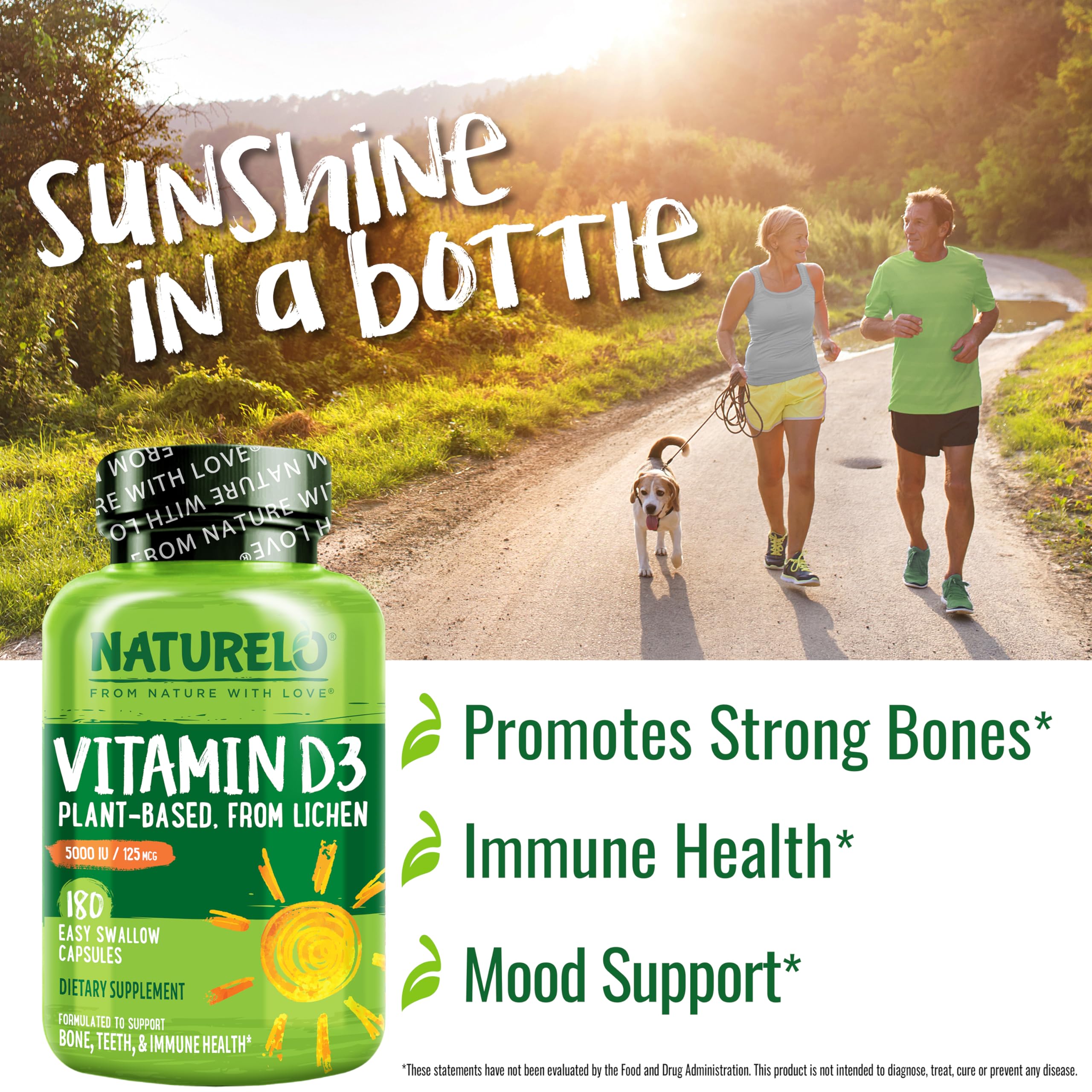 Naturelo Vitamina D 5000 IU uso diario para huesos y dientes saludables