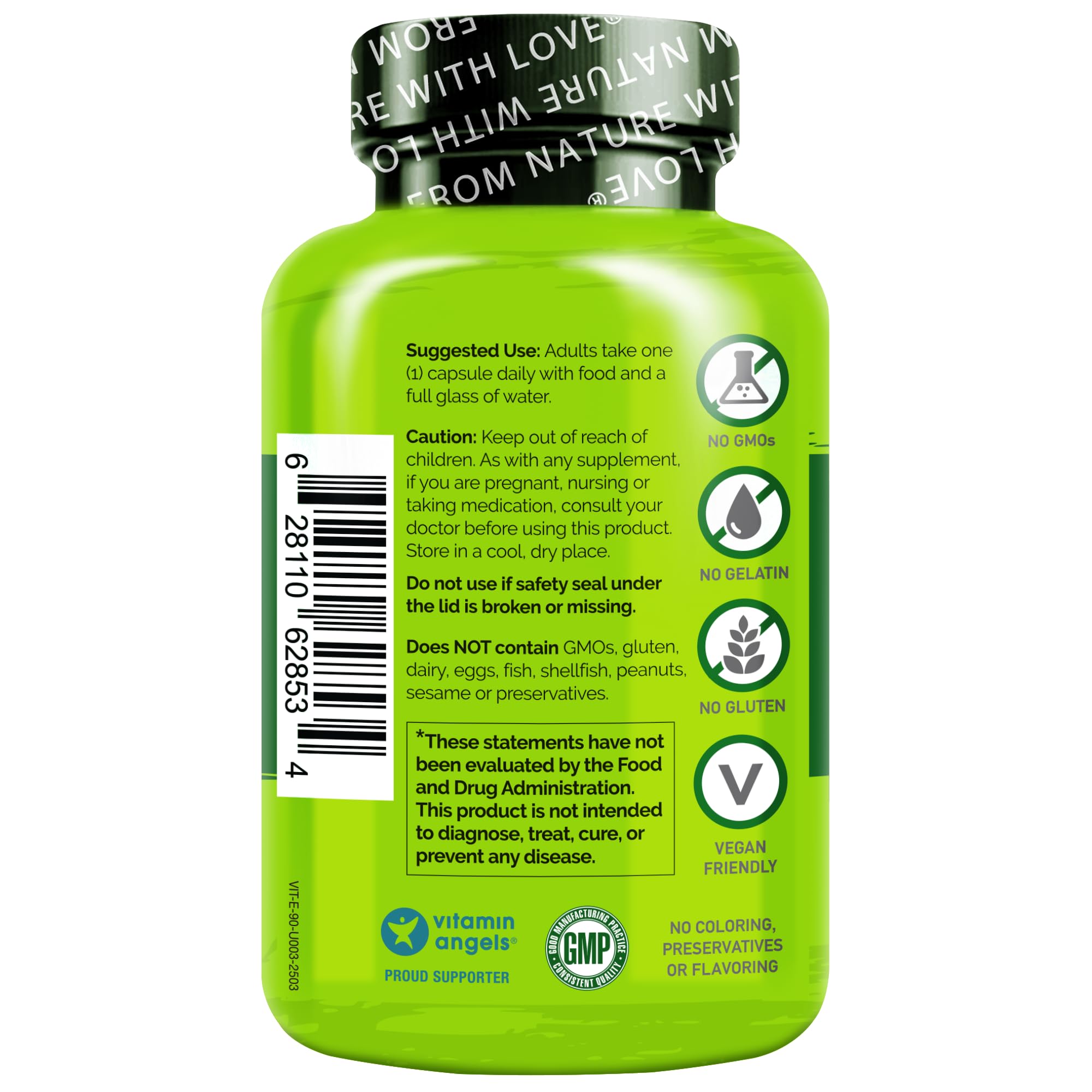 Naturelo Vitamina E: cápsulas para cabello y piel saludables.