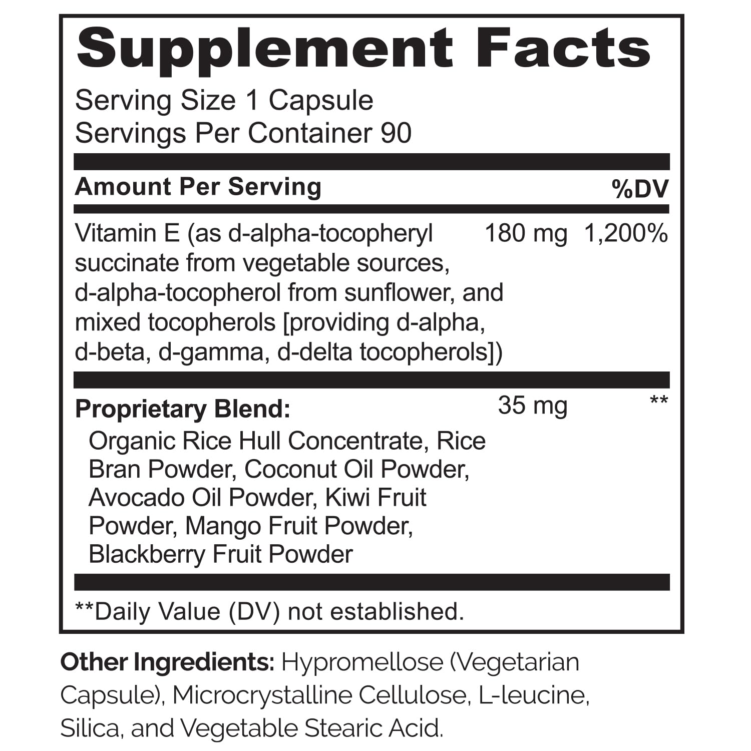 Naturelo Vitamina E: etiqueta clara en la botella con ingredientes naturales.