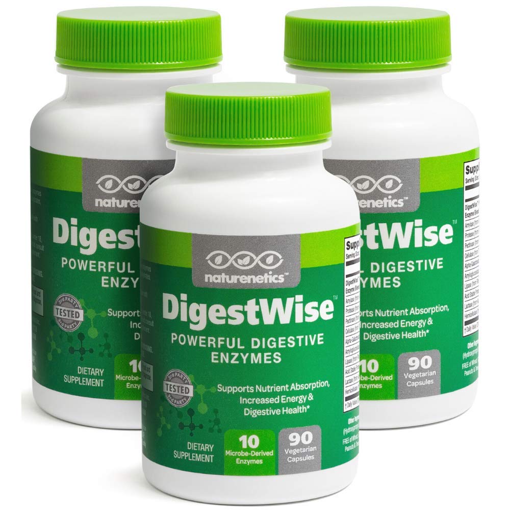 DigestWise de Naturenetics: enzimas digestivas en cápsulas para apoyar la digestión de proteínas y grasas.