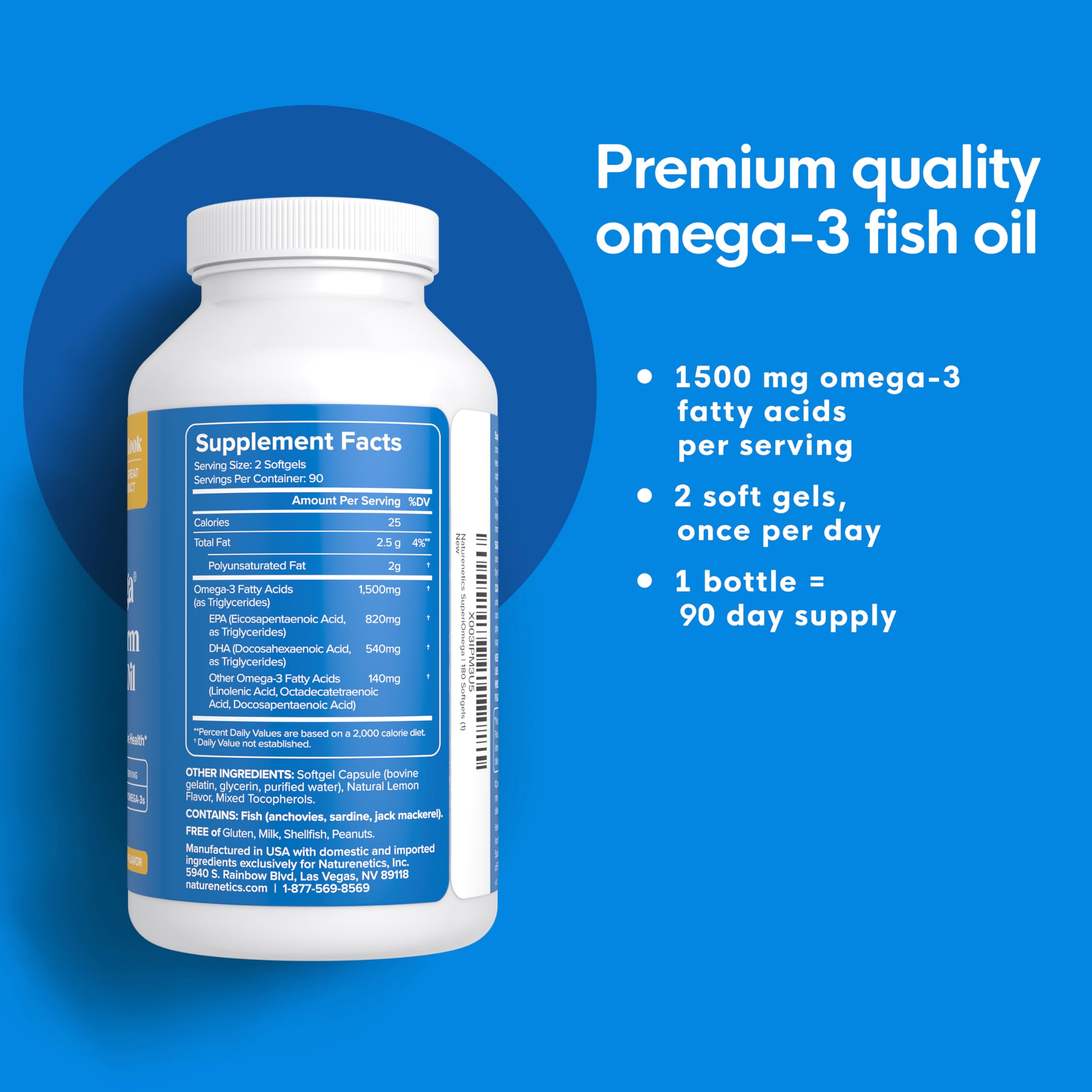 Naturenetics Omega-3 caja del producto lista para iniciar tu rutina diaria.