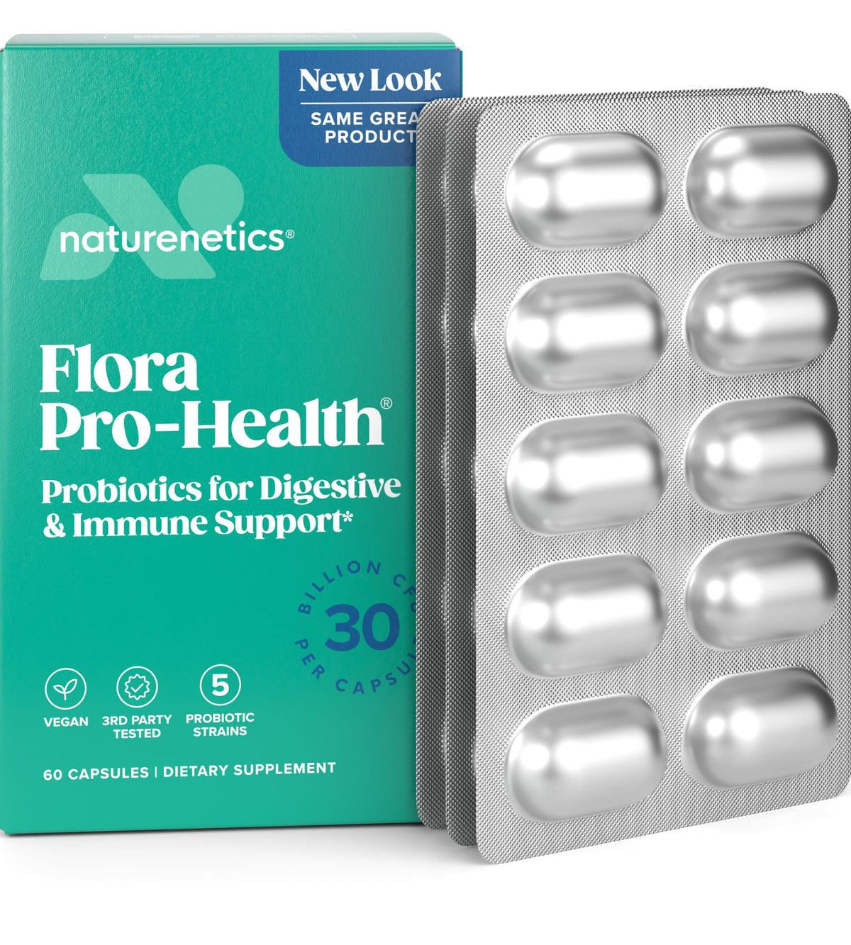Naturenetics Probioticos en frasco de cápsulas para uso diario y bienestar digestivo.