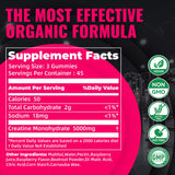 Natures Aid Creatine Gummy, etiqueta NSF certificada visible, garantía de calidad.