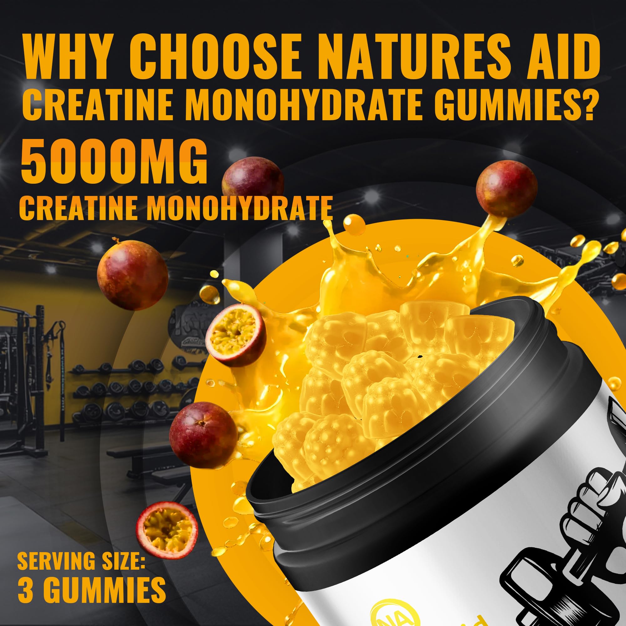 Gomitas de creatina monohidratada Natures Aid para uso diario y conveniencia