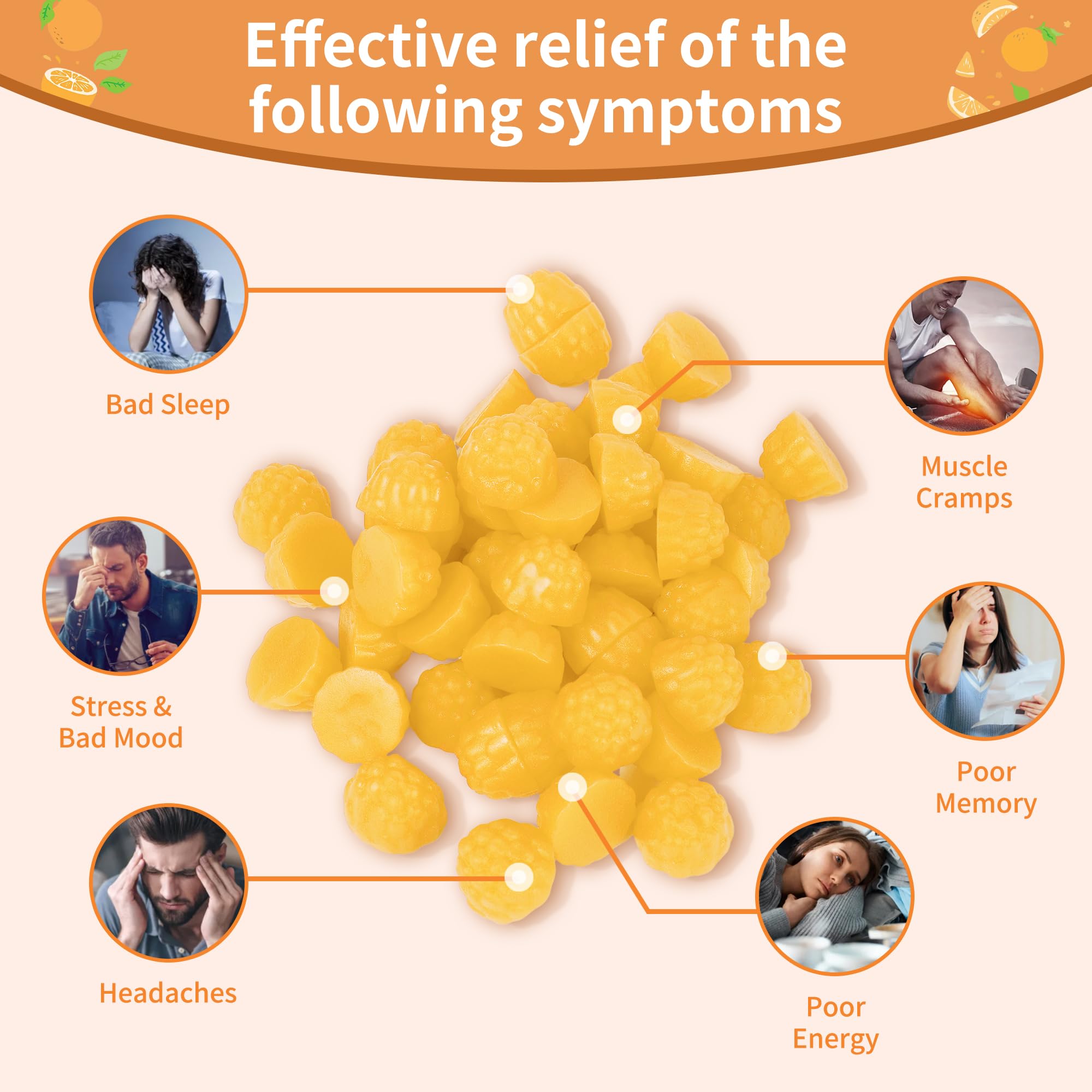Natures Aid gomitas naranja glicinato, textura agradable para el día a día