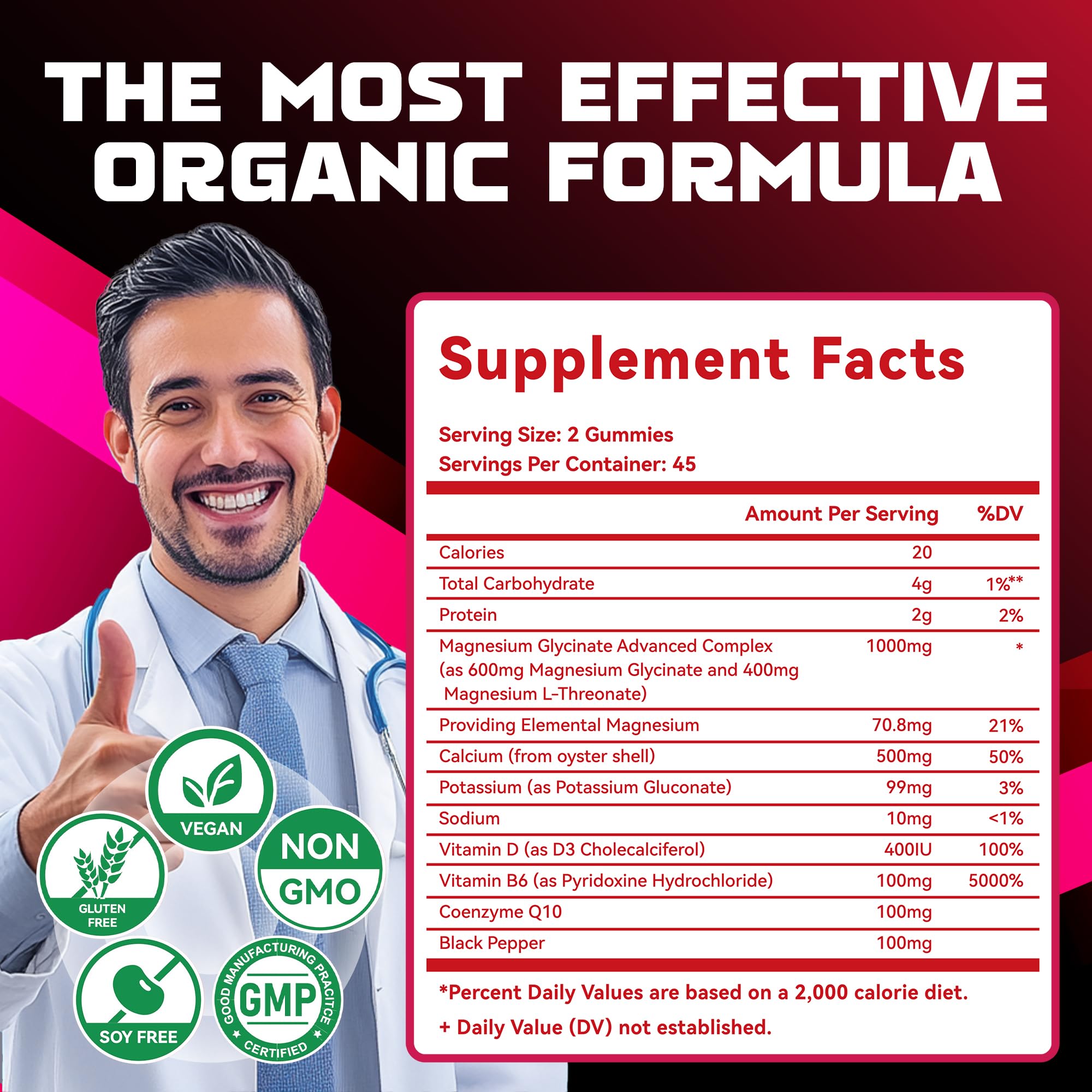 Gominas Natures Aid Magnesio Glicinato y Coenzima Q10 para digestión suave