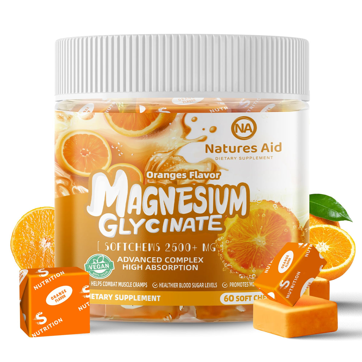 Gominolas Natures Aid Magnesium Glycinate en botella para uso diario