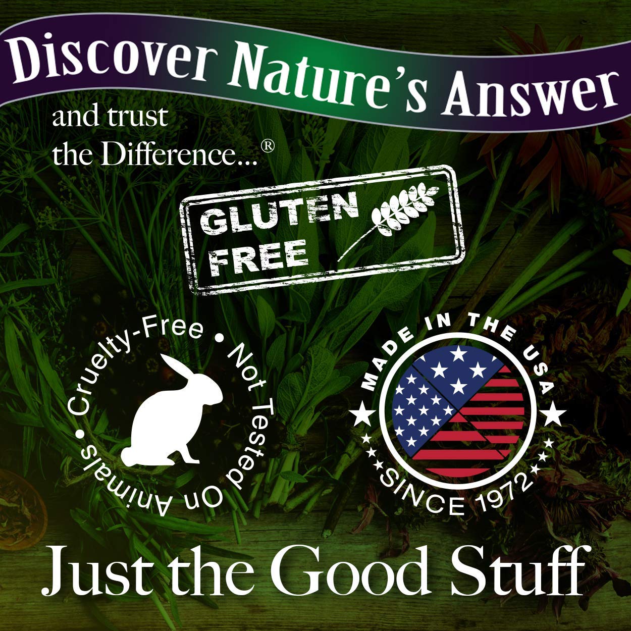 Nature's Answer Etiqueta: envase con información de pureza