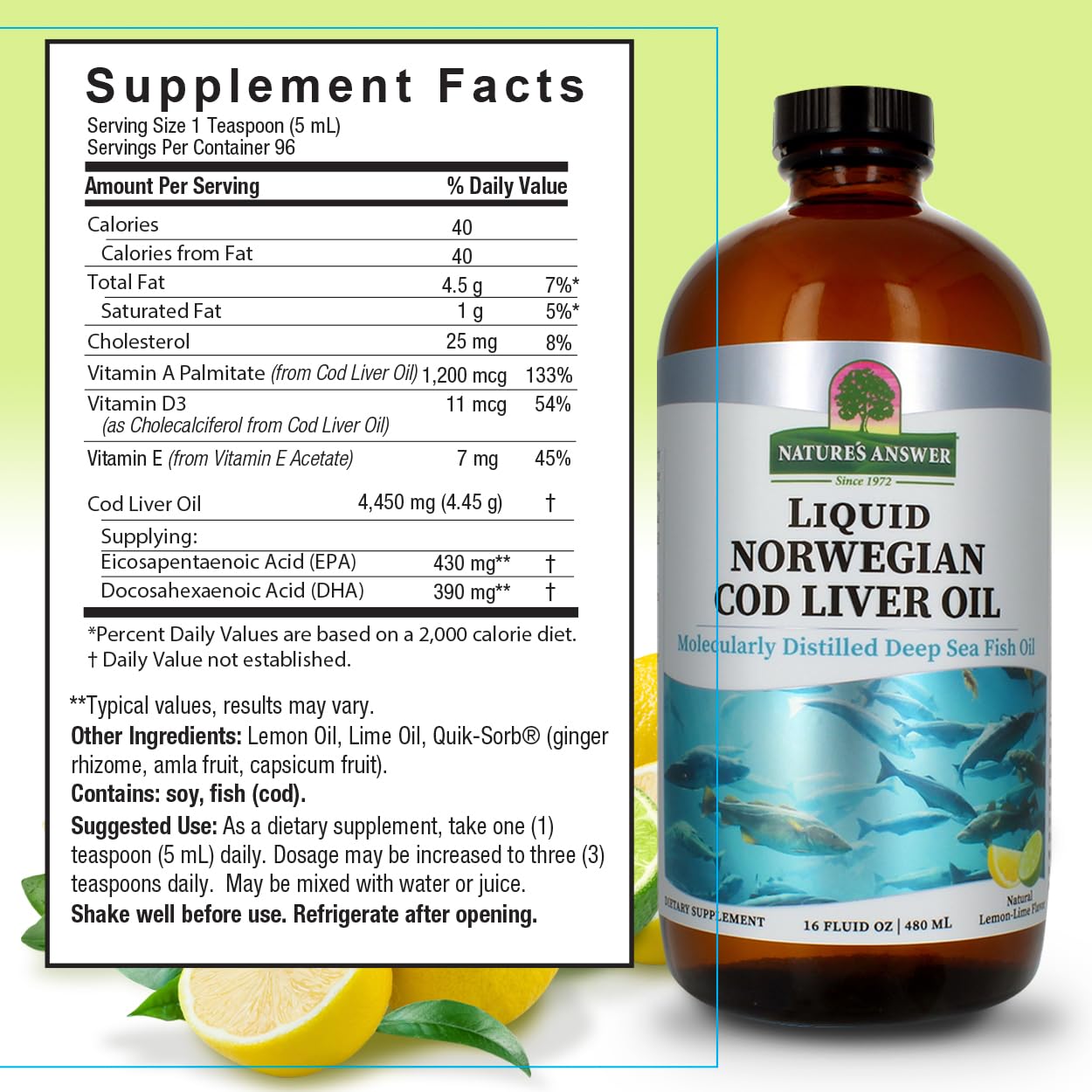 Nature's Answer destilación molecular preserva DHA y EPA para Omega-3.