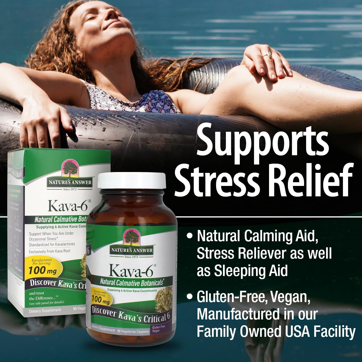 Etiqueta Nature's Answer kava hecho en EE UU