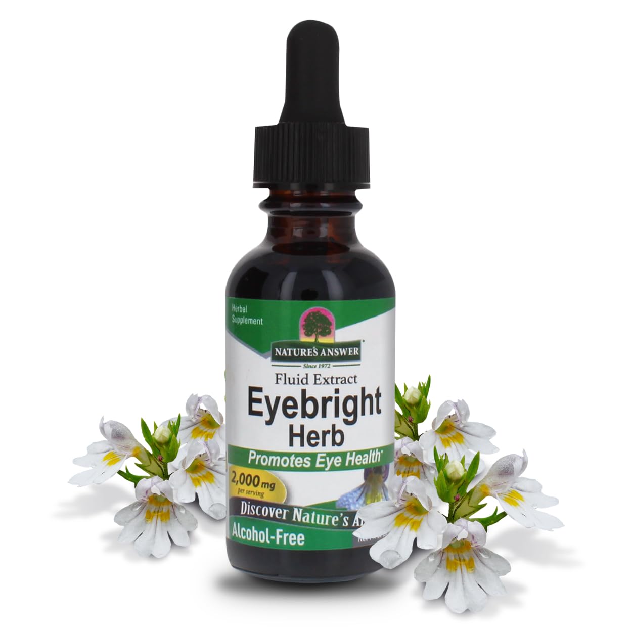 Nature's Answer Eyebright, botella de 1 oz, apoyo tradicional para ojos saludables.