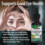 Nature's Answer Eyebright, etiqueta clara para conocer el extracto ocular.