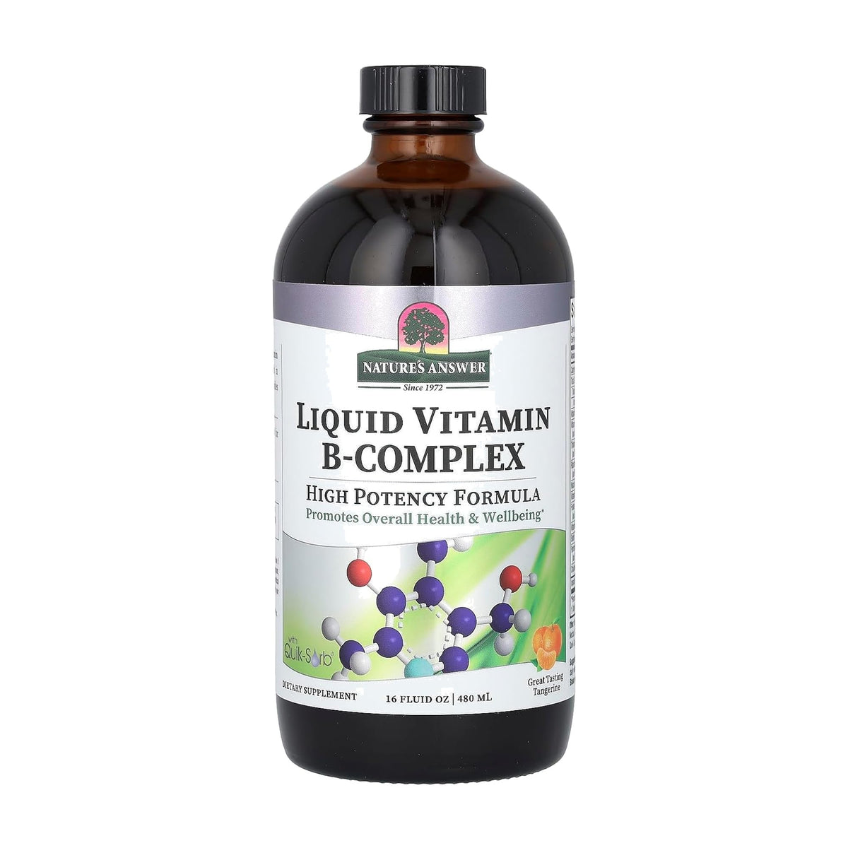 Nature's Answer Liquid Vitamin B-Complex, botella con cuentagotas para energía diaria.