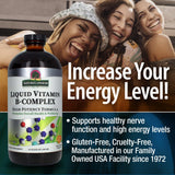 Nature's Answer Liquid Vitamin B-Complex, dispensing Quik-Sorb para absorción rápida.