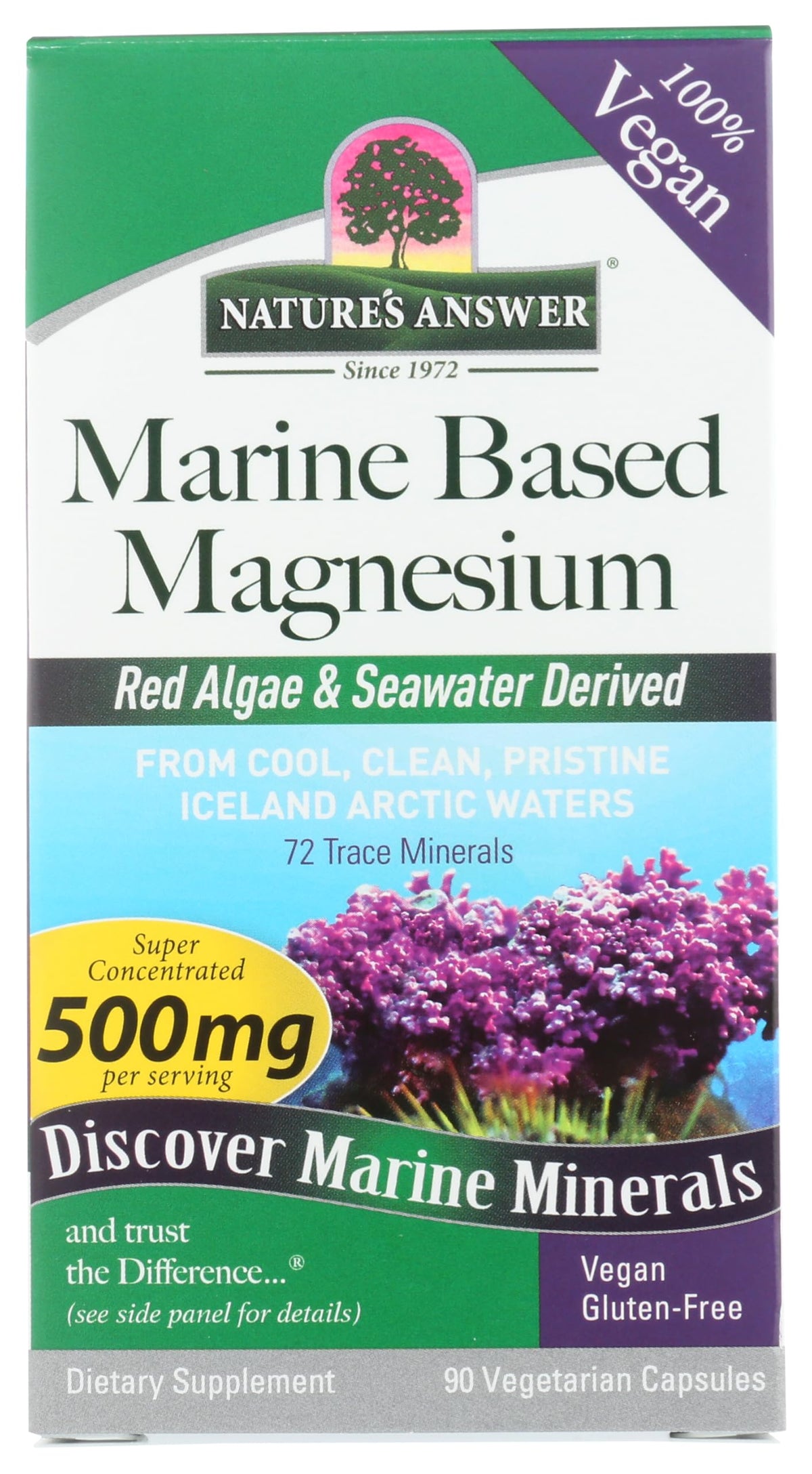 Nature's Answer magnesio marino 500 mg: botella con cápsulas para apoyar la salud ósea