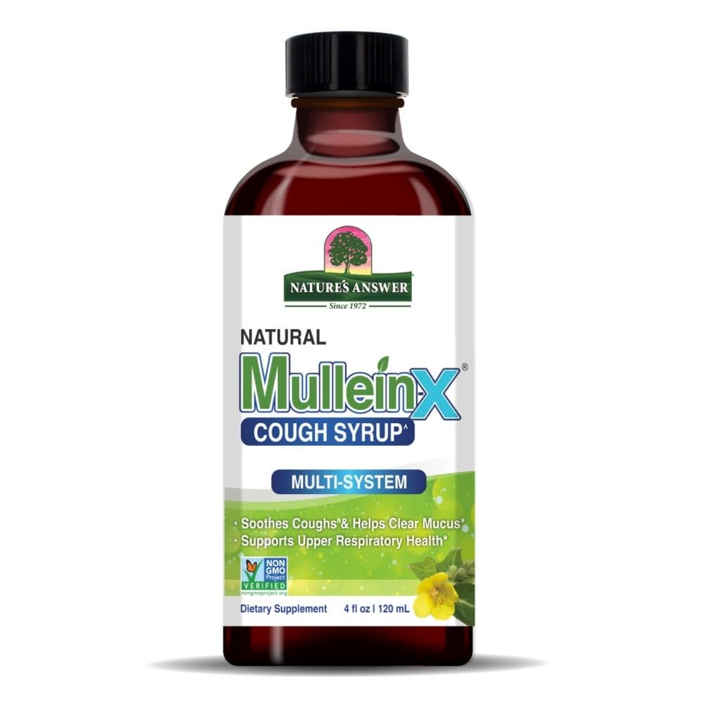 Nature's Answer Mullein-X, jarabe en botella de 4 oz para apoyo respiratorio suave