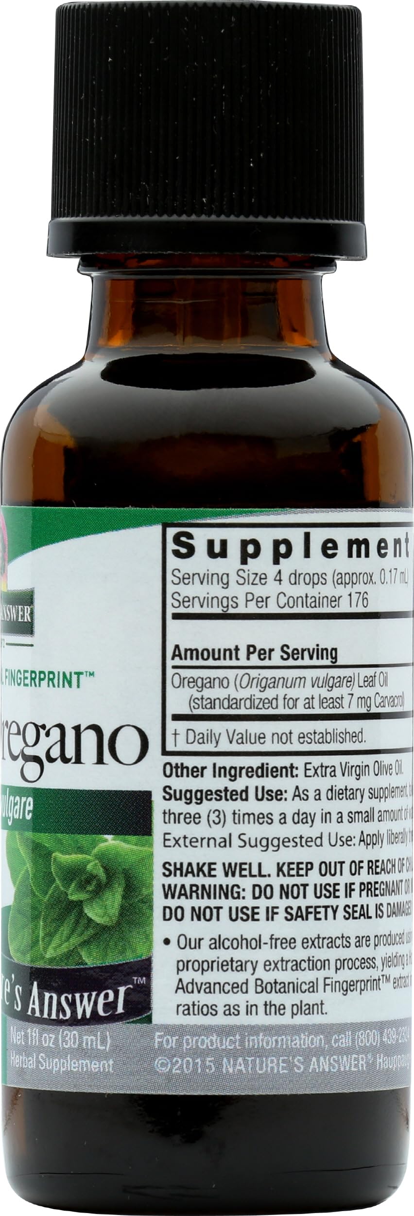 Nature's Answer oregano oil: cierre anti fugas para transporte seguro