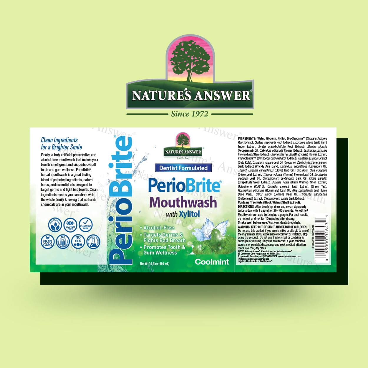Nature's Answer PerioBrite coq10 ácido fólico hierbas para salud gingival