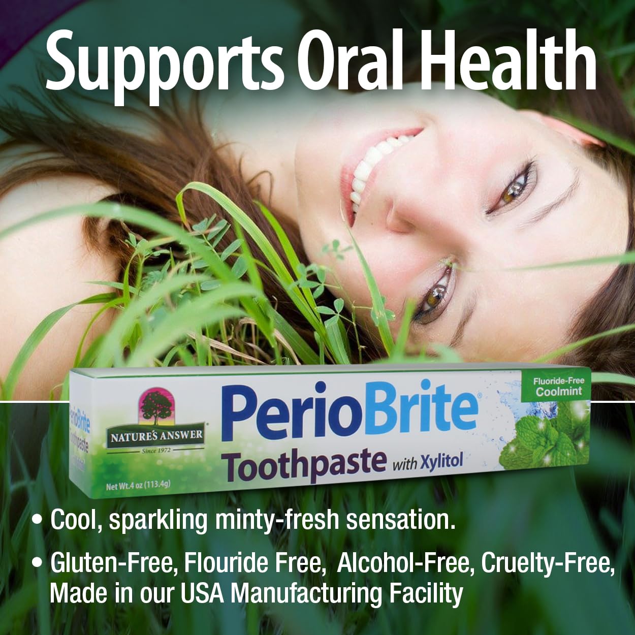 Pasta dental Nature's Answer PerioBrite sin SLS y artificiales, opción suave.